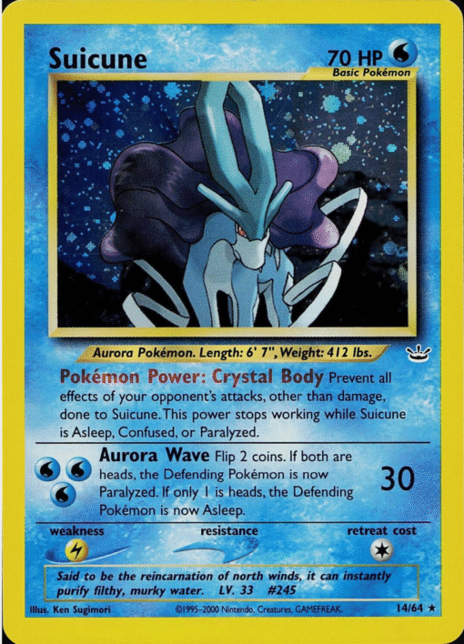 2001 POKEMON NEO REVELATION SUICUNE HOLO LP